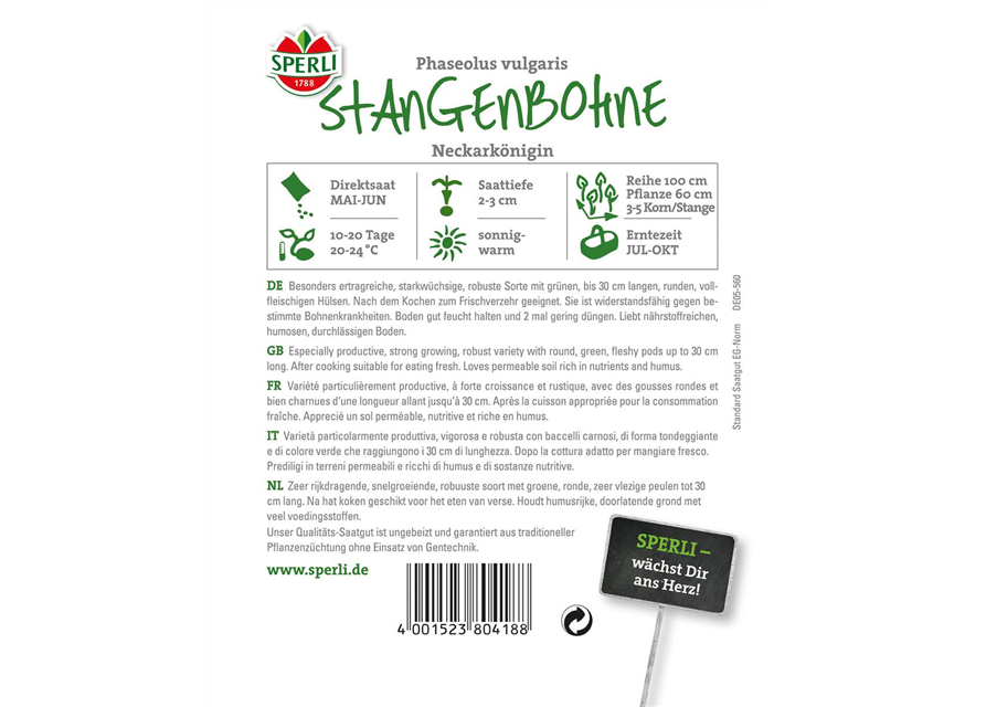 Stangenbohnen Neckarkönigin