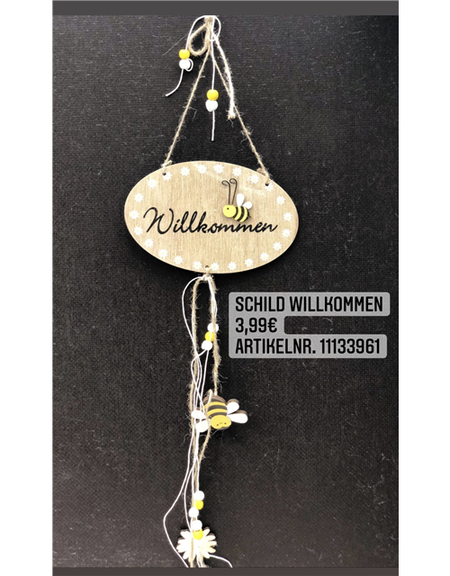 Schild Wilkommen