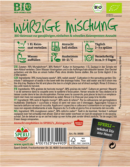 BIO Keimsprossen Würzige Mischung