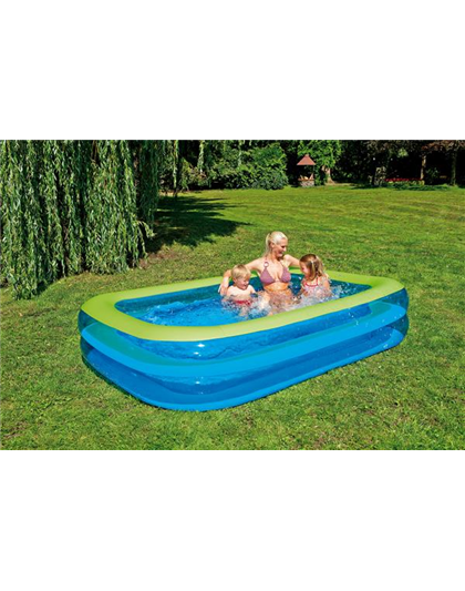 Planschbecken 305 x 183 x 50 cm Kunststoff bunt inkl. Wasserauslaufventil 2 Ringe Planschbecken 305 x 183 x 50 cm Kunststoff bunt inkl. Wasserauslaufventil 2 Ringe