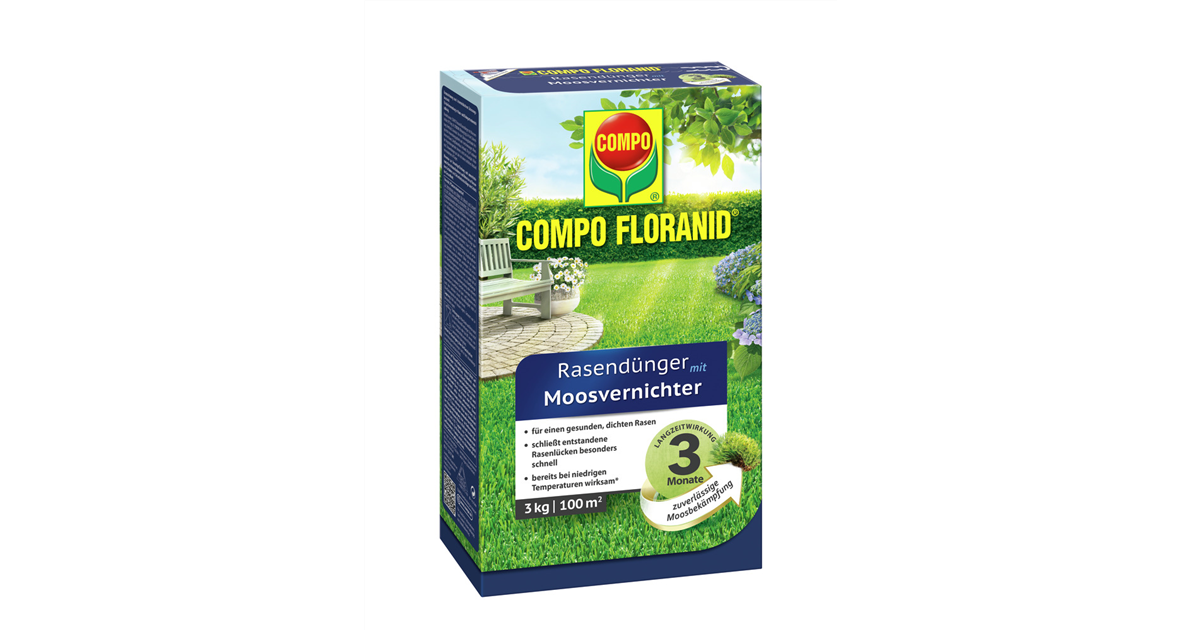 Compo MV Rasen Floranid 3kg, Rasendnger nmit Moosvernichter fr 100qm