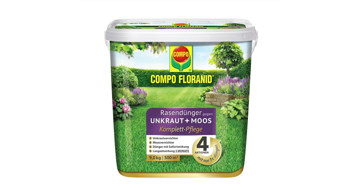 COMPO FLORANID Rasendnger 4 in 1, gegen Unkraut+Moos